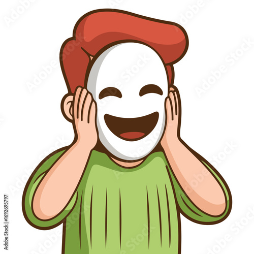 Corporate man with alternative ego hidden mask character vector illustration design