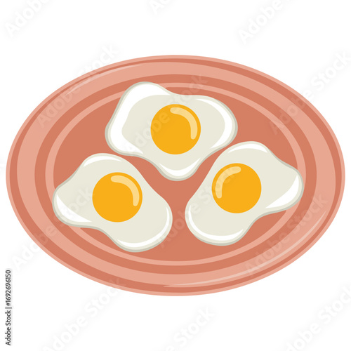 Fried egg breakfast food item isolated vector illustration on white background