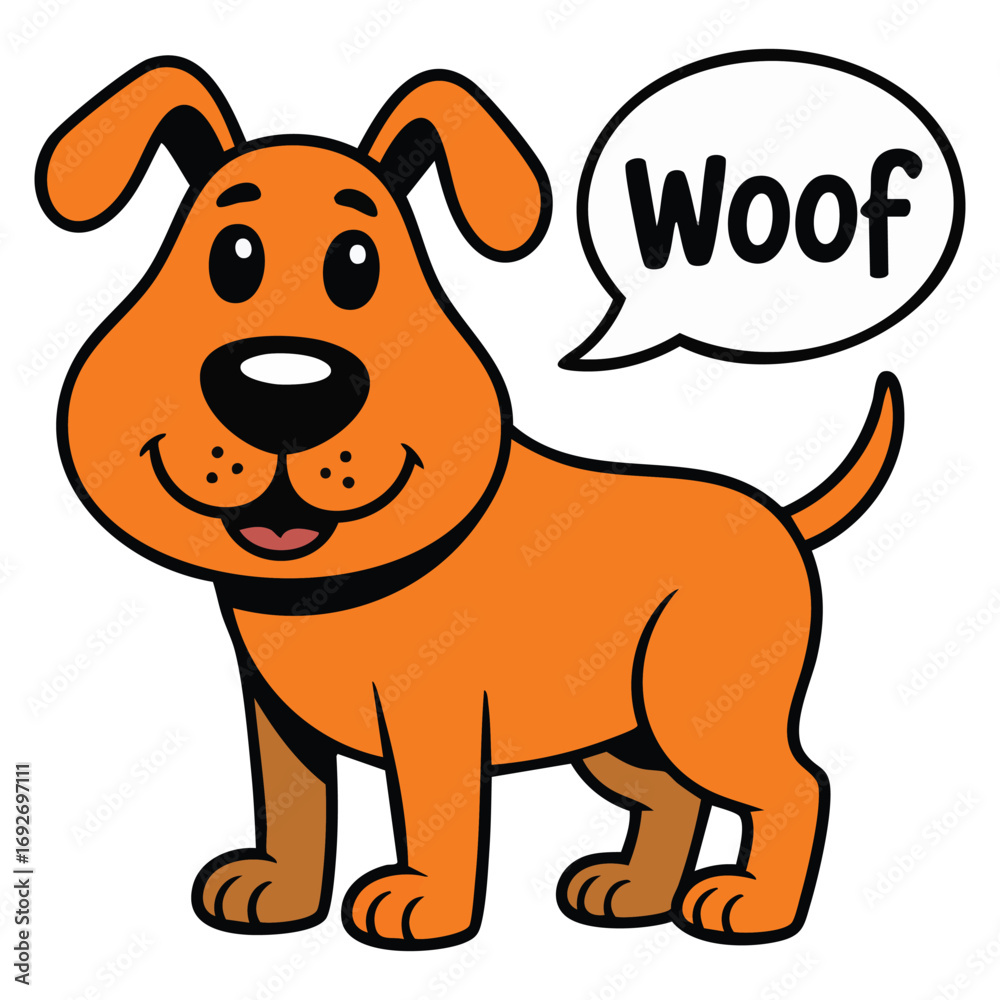 Fototapeta premium Playful puppy bow wow barking expression isolated vector illustration on white background