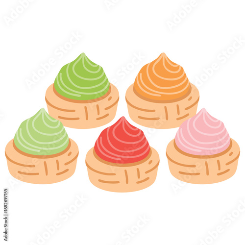 Decorative gem rose biscuit with colorful icing isolated vector illustration on white background