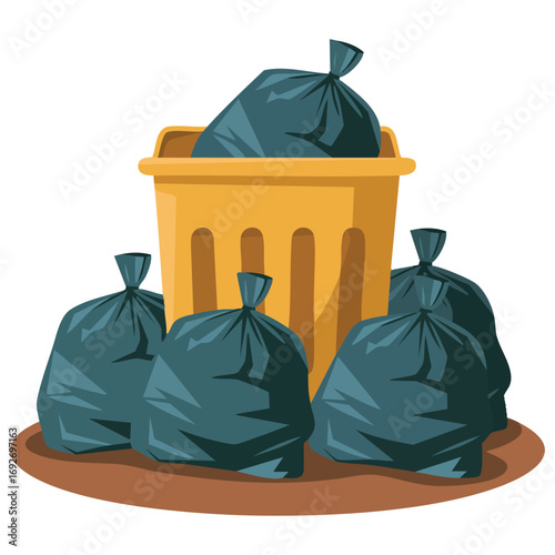 Dumpster with messy trash and odor isolated vector illustration on white background