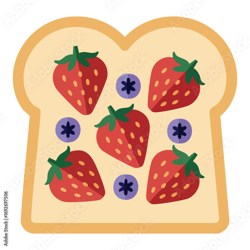 Toasted bread with strawberry and blueberry breakfast icon isolated vector illustration on white background