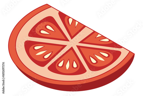 Slice of Tomato With Seeds On White Background tomato slice fruit