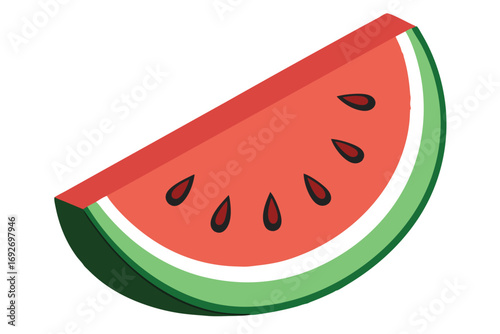 Slice of watermelon with seeds on a white background fruit food