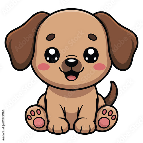 Cute puppy cartoon mascot illustration isolated vector illustration on white background