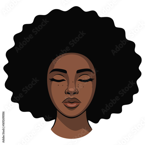 Beautiful African woman profile avatar portrait isolated vector illustration on white background