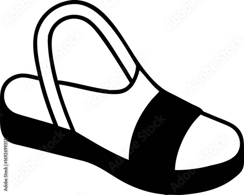 Elegant monochrome sandal illustration, perfect for summer, featuring a comfortable strap design, and suitable for various fashion-related concepts