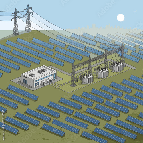  Isometric Vector Solar Power Plant Diagram