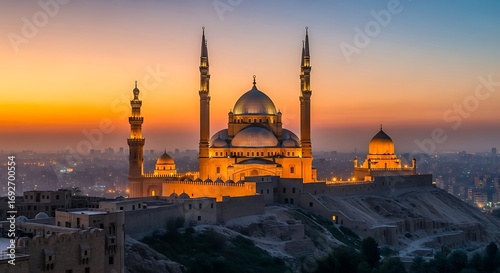 Mosque of Muhammad Ali at Sunset.