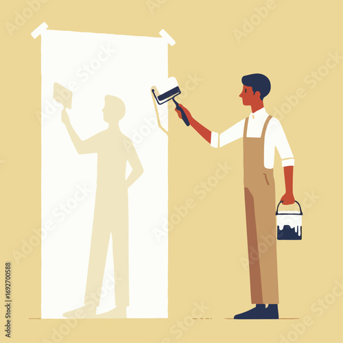 illustration of someone painting a wall
