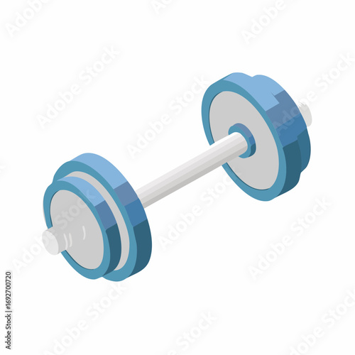 Isometric Blue Dumbbell Simple Illustration for Weight Training and Exercise