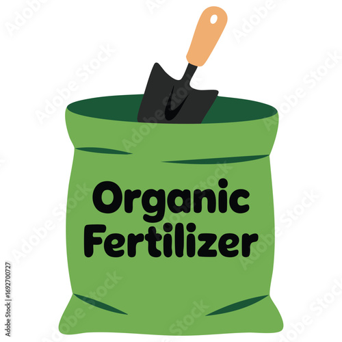 Plant fertilizer bag garden supply isolated vector illustration on white background