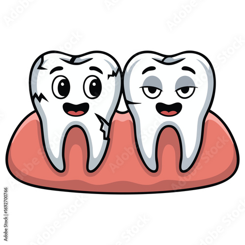 Caries dental problems oral hygiene isolated vector illustration on white background