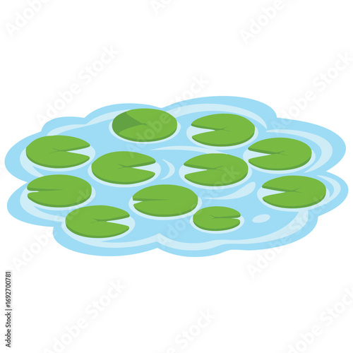 Water lily nenuphars pond plant isolated vector illustration on white background