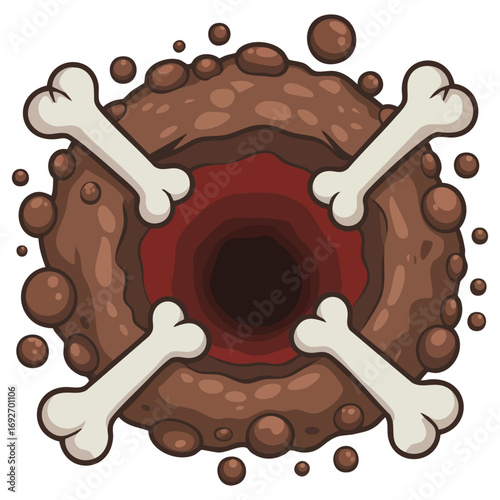 Excavation grave burial Halloween isolated vector illustration on white background