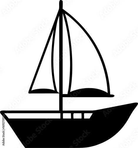 Nautical Voyage Simple Silhouette of a Sailboat on the Open Water, Ready to Set Sail for Adventure and Exploration