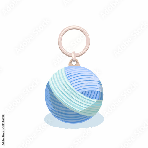 Cute Cartoon Style Yarn Ball Keychain with Ring Illustration