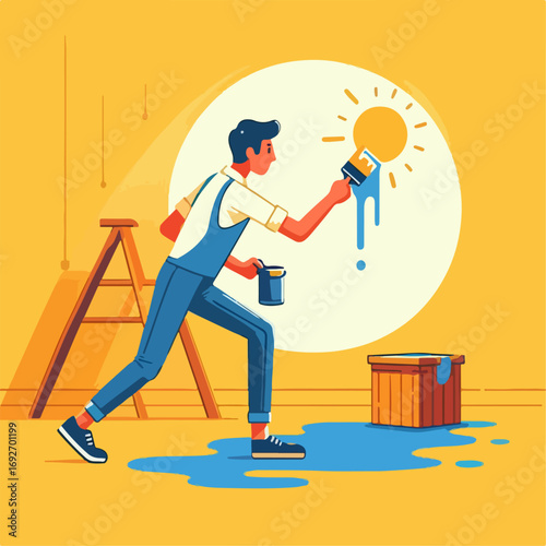 illustration of someone painting a wall