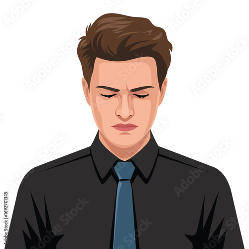 Businessman with painful headache isolated vector illustration on white background