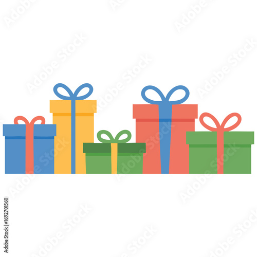 Collection of bright birthday gifts isolated vector illustration on white background