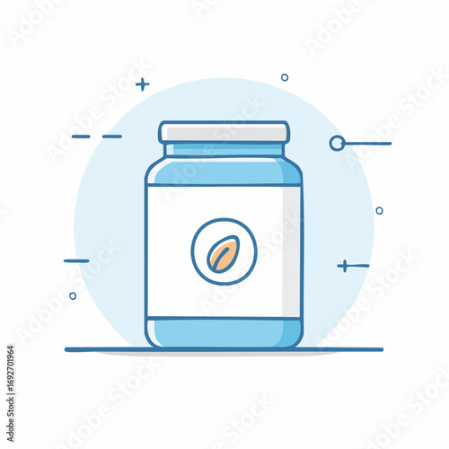 Cartoon Handdrawn Seed Jar Supplement Container Illustration with Outline Design