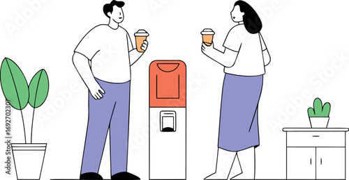 Two people, one man and one woman, stand 