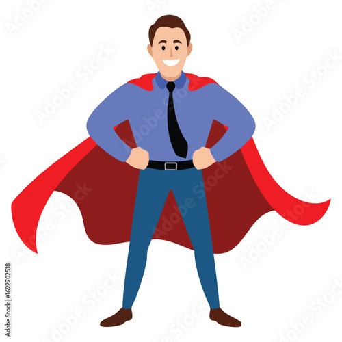 Father superhero cartoon illustration isolated vector illustration on white background