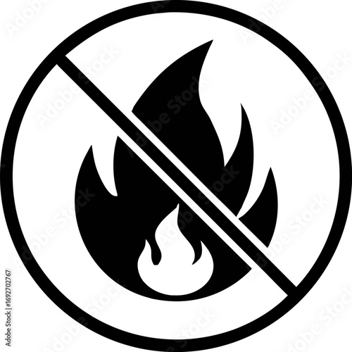 Prohibition of Open Flames A Simple Yet Effective Sign Indicating No Fire Allowed for Safety and Hazard Prevention Measures