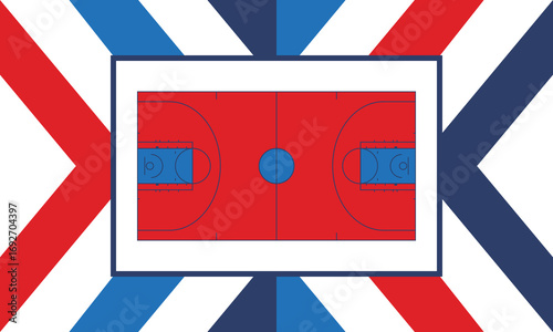 Basketball Court. Basketball design. Street sport art. Game Day. Basketball playoff. Final games. Team championship. Ball for Basketball. Sport creative poster. Modern graphic. Vector wallpaper
