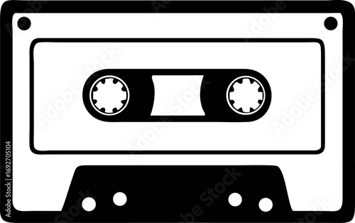 Vintage audio cassette tape, a nostalgic symbol of analog sound recording and playback, perfect for retro music or media projects