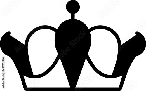 Iconic black vector silhouette of a classic crown, symbolizing royalty, power, and achievement, perfect for graphic design and upscale branding