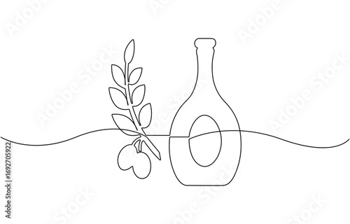 Continuous Line Drawing of Olive Icon.