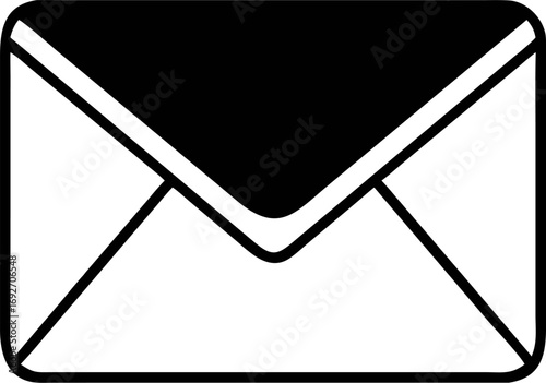 Simple Black and White Envelope Icon, Perfect for Email and Messaging. Minimalist Design for Communication Concepts. Ai (114)