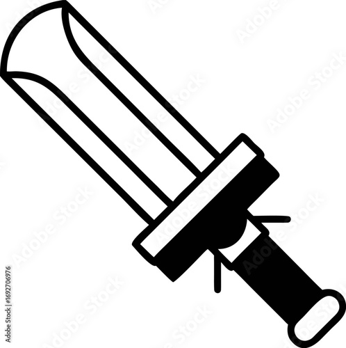 Stylized Line Art Illustration of a Chinese Jian Sword, a Symbol of Martial Arts and Traditional Weaponry