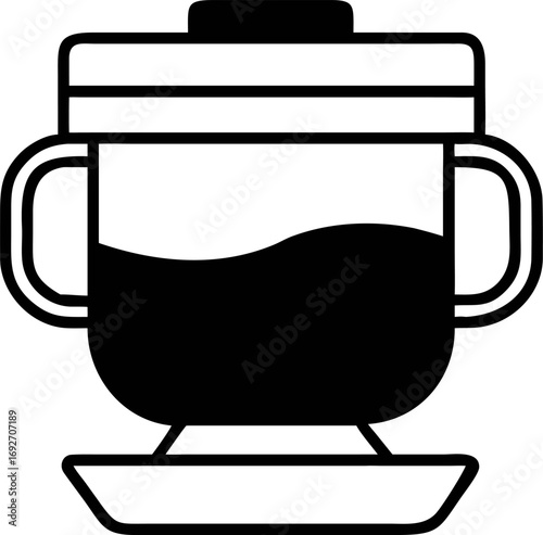 Monochrome sippy cup icon with handles and lid for baby feeding, a simple vector graphic illustration for child care concepts (899)