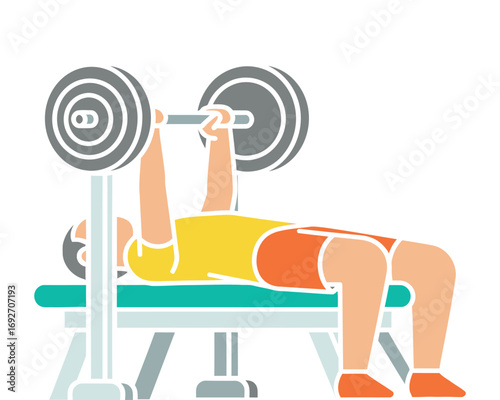 Vector illustration of man doing bench press exercise