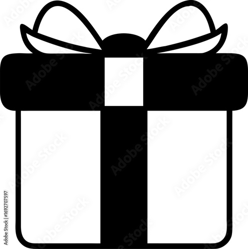 Gift Box Icon Simple Black and White Present Illustration