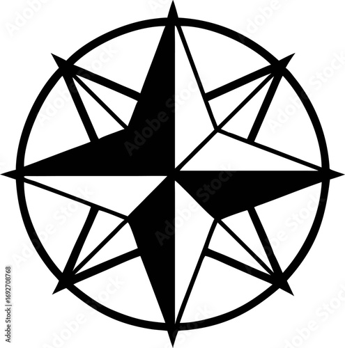 Stylized compass rose vector graphic, a timeless and essential symbol of navigation, guidance, and adventure for digital projects