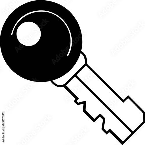 AI-Generated Key Icon Black and White Vector Illustration for Security, Access, and Privacy Concepts