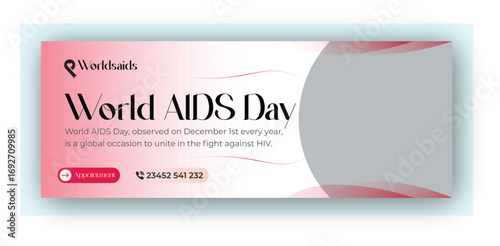 World aids day template design or aids facebook cover design