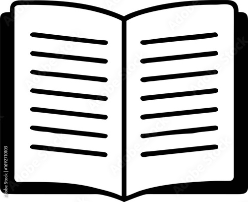 Open book line art icon isolated on a white background. Simple vector graphic representing knowledge, study, education and learning