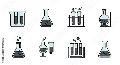 chemical experiments depicted through various laboratory glassware setups