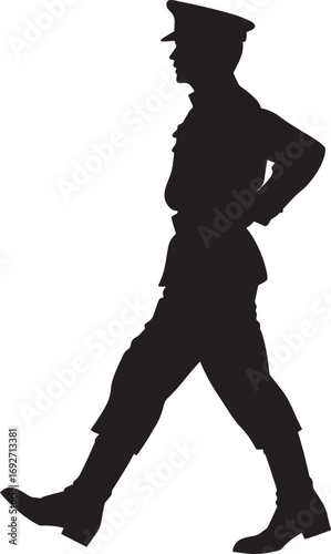 Soldier on March A black silhouette vector of a soldier marching with high leg and swinging arms.