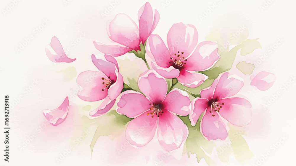 Obraz premium watercolor flower arrangement, hand-painted floral background, delicate spring blossom design, elegant wedding invitation flowers