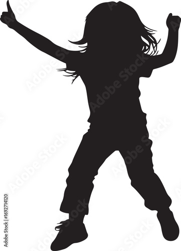 Talent Performance A full-length black vector of a child dancing during a school activity or talent show.