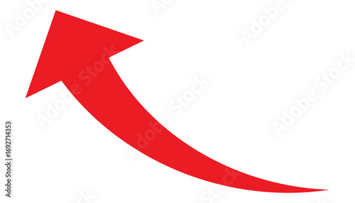 Red Arrow Icon Isolated on Transparent Background, Flat Style Arrow Symbol for Website, Logo, app, UI and Design, Curved Arrow Icon Svg and Png, Hand Drawn Arrow Icon