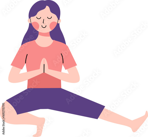girl in yoga position, Illustration of Woman Doing Yoga
