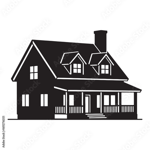 Classic House Silhouette Vector Illustration