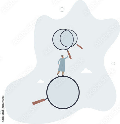 Search, discover, analyze report or specialist investigate and research for insight information concept.life and employment of people.