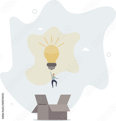 Think outside the box, creativity to create different business idea or motivation and innovation concept.life and employment of people.
